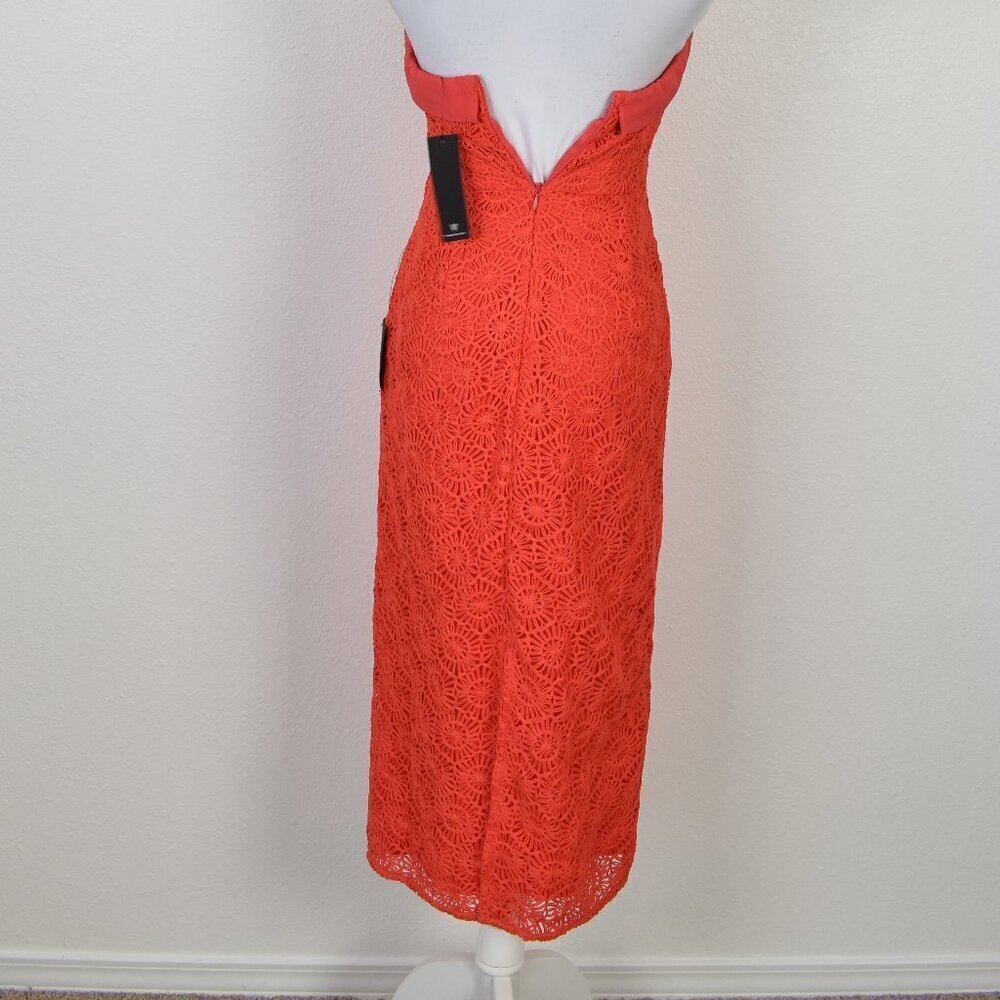 Lulu's Chic Intent Bright Red Crochet Textured Strapless Midi Dress NEW - XS - Picture 7 of 10